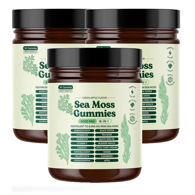 Sea Moss Gummies 16-in-1 with Black Seed Oil Ashwagandha Irish Seamoss Gummies Boosts Immune Support Wellness and Digestion