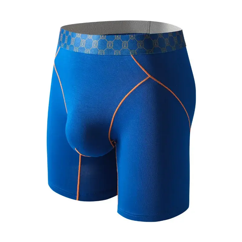 Cueca boxer masculina de fibra de bambu, calcinha masculina respirável em u convexo com bolsa longa, plus size — image 1
