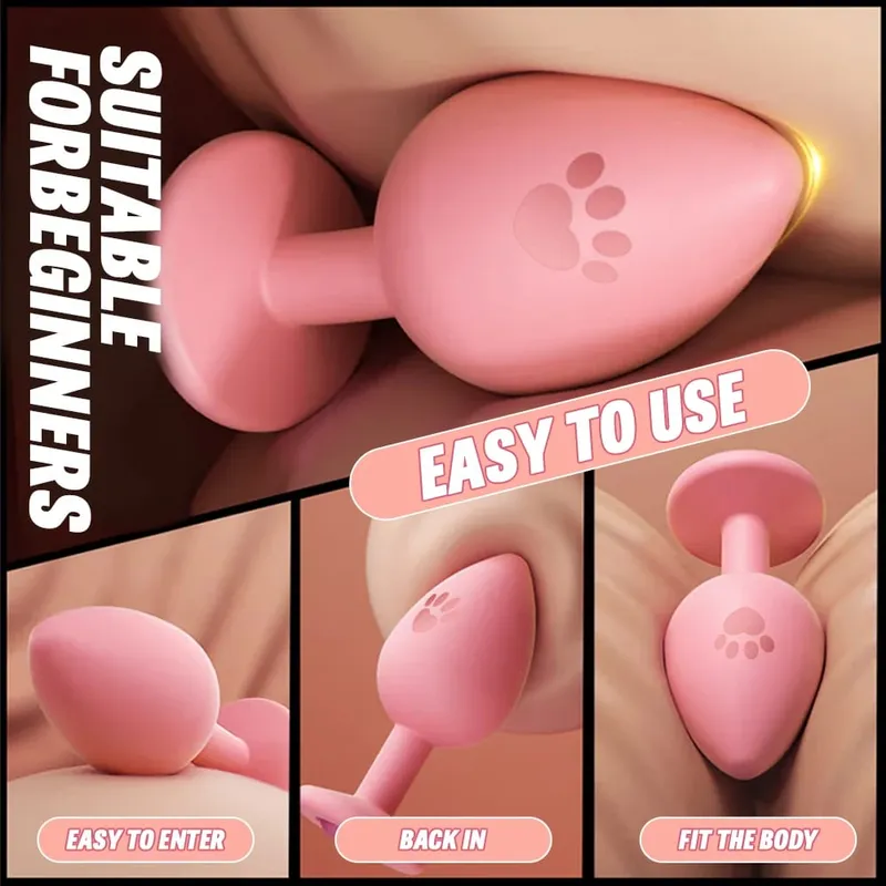 Soft Silicone Anal Plug Cat Paw Pattern 3 Sizes Butt Plug for Woman Men Gay Beginner Crystal Base Sex Toys For Adult Anal Dildo — image 5