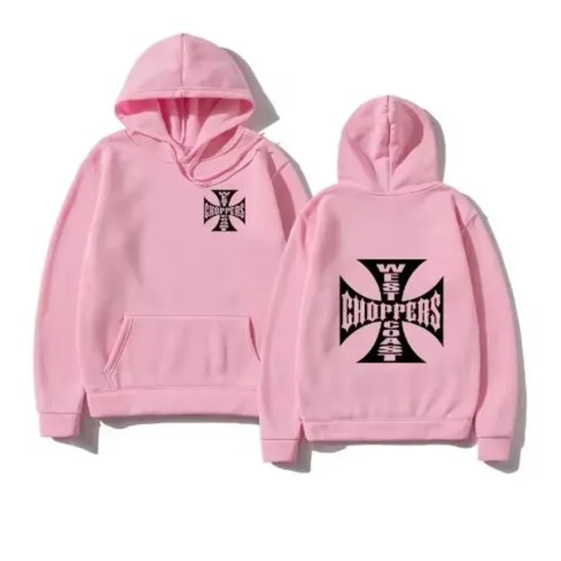 West Coast Iron Cross Helikopter Dicetak Pria Berkerudung Fashion Kaus Keren Uniseks Fashion Bulu Kebesaran Hoodie Pakaian Jalanan — image 5