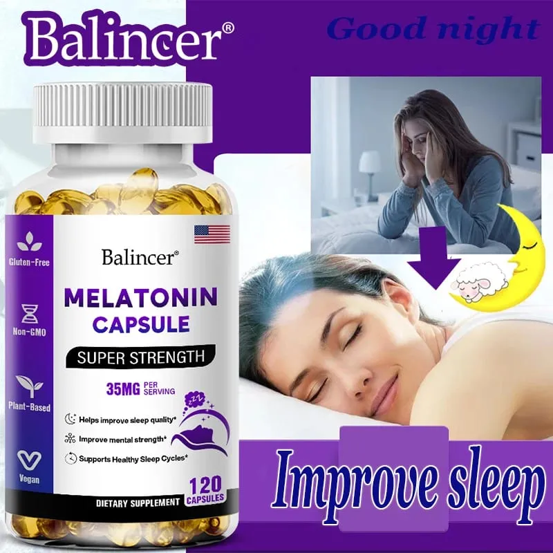 Contém 35 mg de melatonina em cápsulas - Melhora a insônia, promove a qualidade e o estado de alerta do sono, ajuda a dormir profundamente 120 cápsulas — image 6