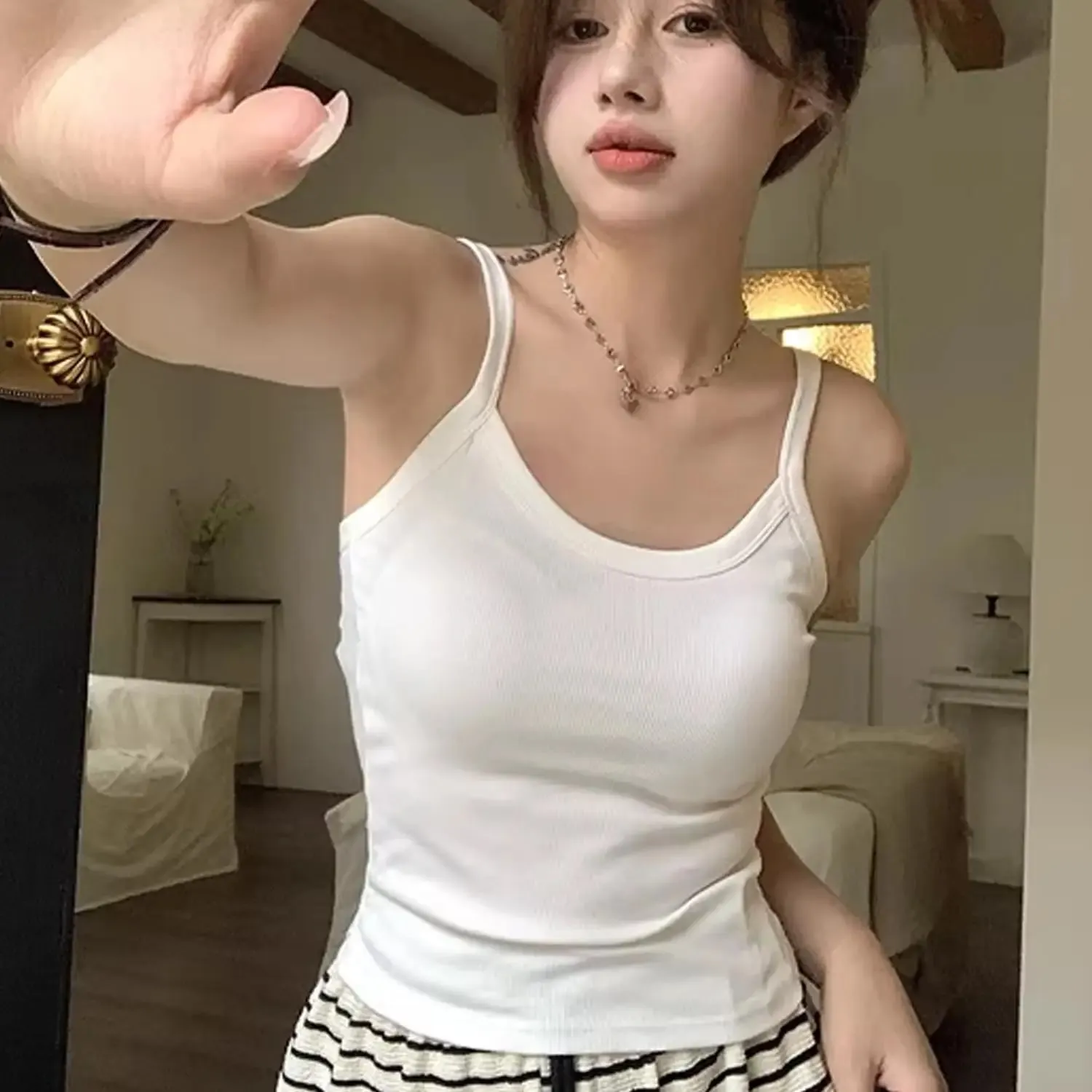 Sleeveless Women Tank Tops with Breast Pads Summer Sexy Slim Crop Top Basic T-shirt Vest Lingerie Bras Tube Tops Hot Underwear — image 5