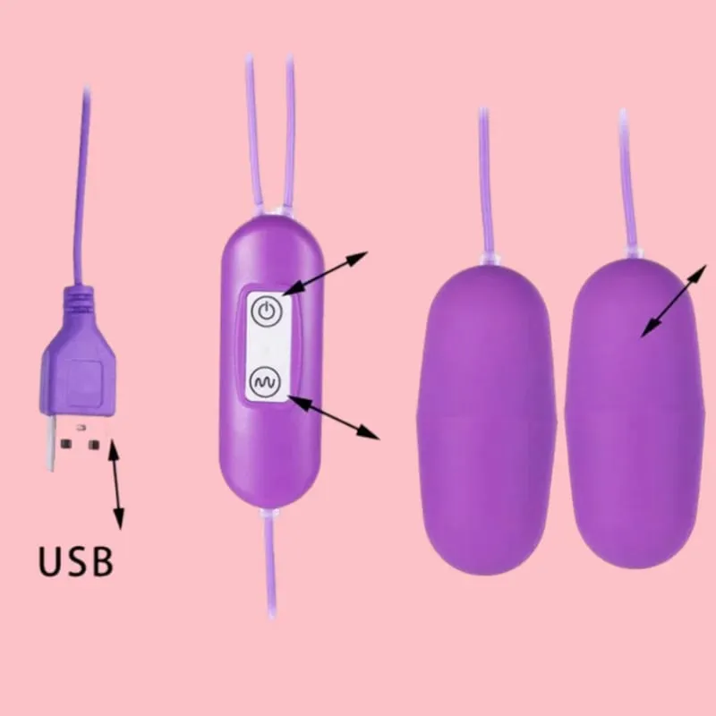 Powerful Double Vibrating Bullet Egg G Spot Clitoral Stimulator USB Rechargeable Waterproof Sex Toy for Women — image 3