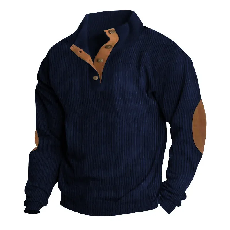 Men's Cargo Sweatshirt American Splicing Patch Pullover Men's Outdoor Jacket Corduroy Casual Long Sleeve Sweatshirt — image 12