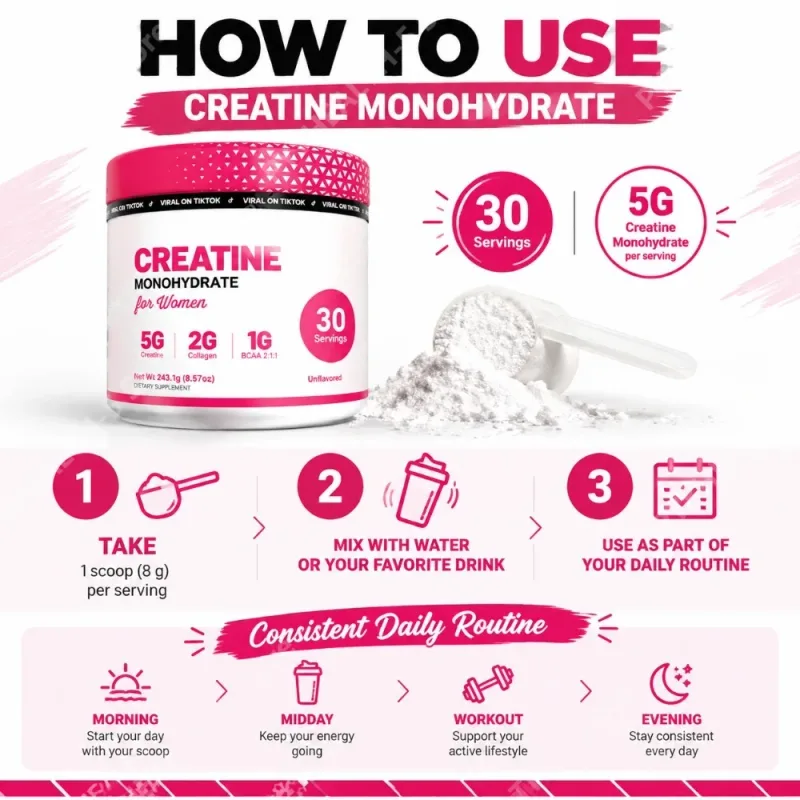Creatine Monohydrate Powder with Hydrolyzed Collagen Support Workout Performance Muscle Recovery & Energy Levels Sugar‑Free 240g — image 3