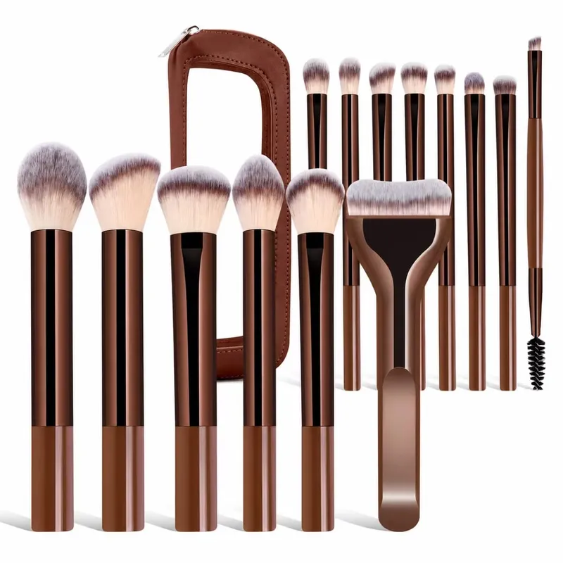15 PCS Makeup Brushes Professional Make Up Brushes Premium Synthetic Powder Concealers Brushes Travel Makeup Brush Set