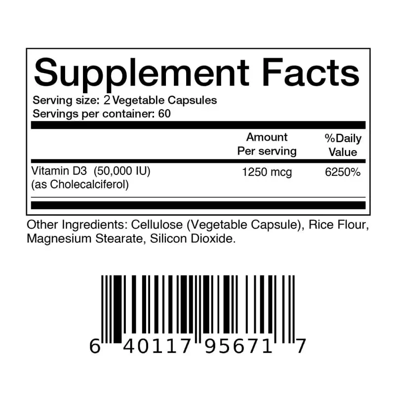 Vitamin D3 5000IU Rich in Vitamin D for Healthy Antioxidants Supporting Immune System Function - 120 Capsules Non-GMO — image 2