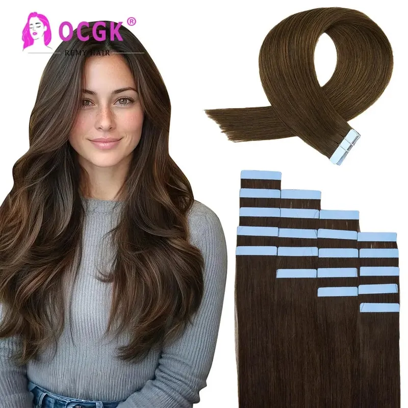 12A Tape In Hair Extensions 100% Remy Human Hair Pre-taped Skin Weft Adhesive Strips For Women Salon Use High Quality 14-22 Inch — image 11