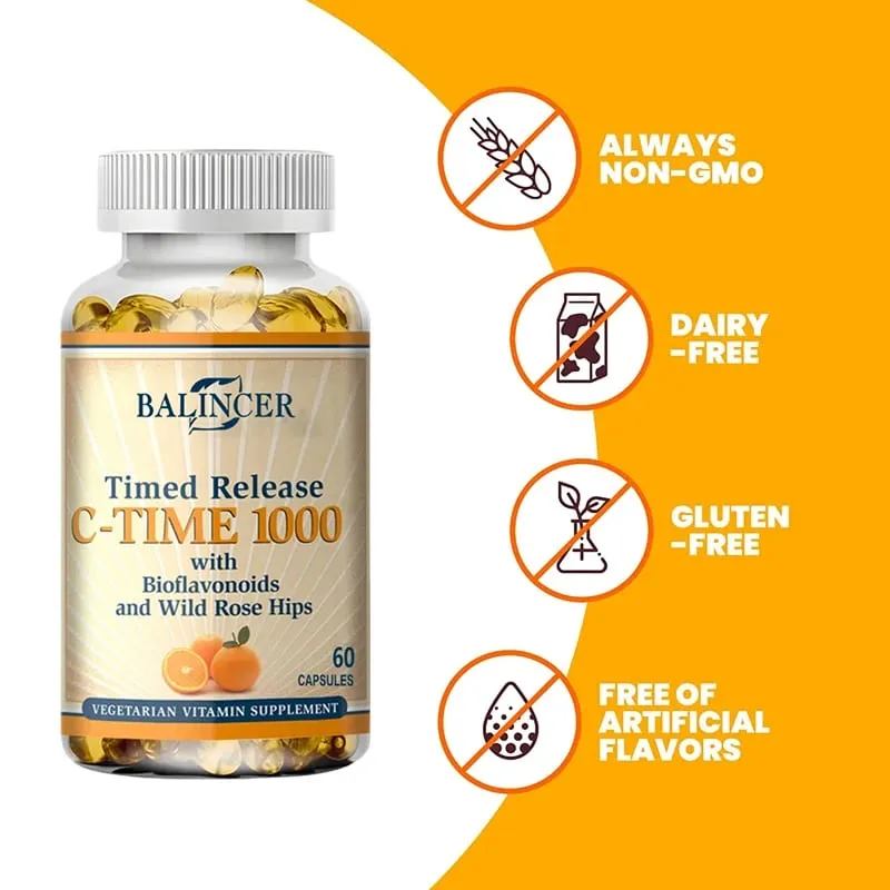 Vitamin C Capsules 1000mg Antioxidant Support Immune Wellness Collagen Synthesis Skin & Bone Joint Health 30/60/120 Capsules — image 4