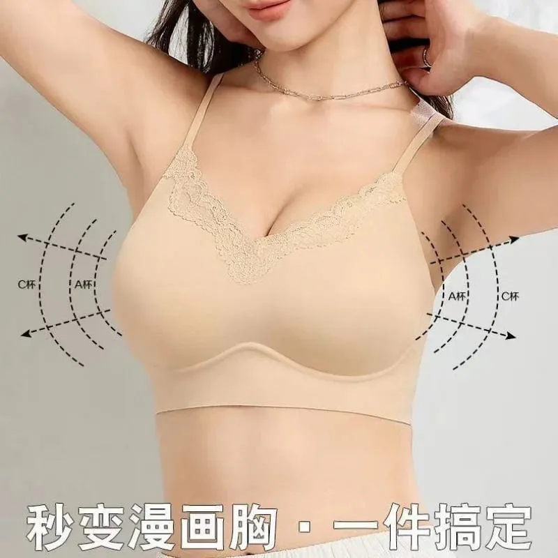 Women's lingerie for small busts enhancing and enlarging the appearance of flat chest thickened seamless design gathering sid