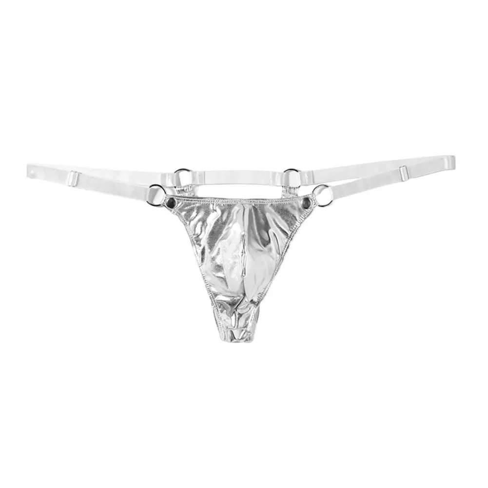 1pc Mannen Lakleer G-String Sexy Thong V-back Lage Ring Rise T-back Ardennen Pouch Lingerie ondergoed Gay Sissy Hot Clubwear — image 3