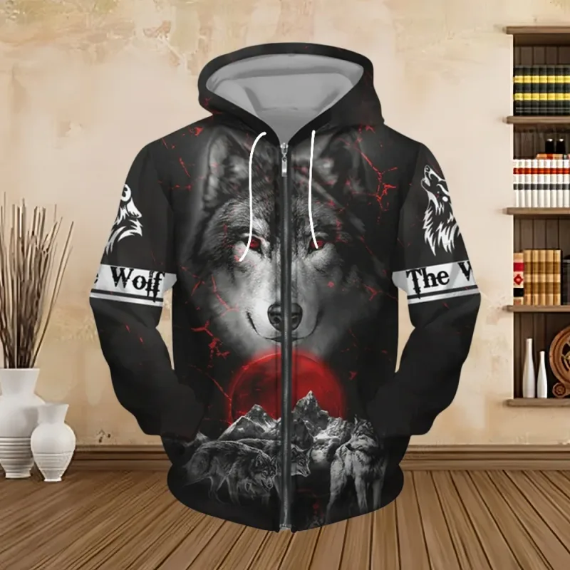 Primavera e outono moletom com capuz masculino 3d impressão digital série tigre zip up hoodies moda moletom personalizado para homem