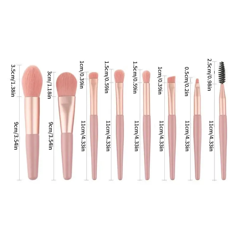 Travel Size 8Pcs Makeup Brush Kit - Soft Hair Blush Eyeshadow Contour Brushes Professional Beauty Tools — image 2