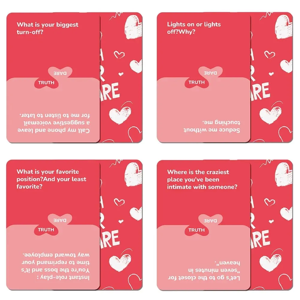 Truth or Dare for Couples Naughty Adult Party Board Game Set 50 Questions Sexy Date Night Drunk Couples Drinking Card Game 5x5cm