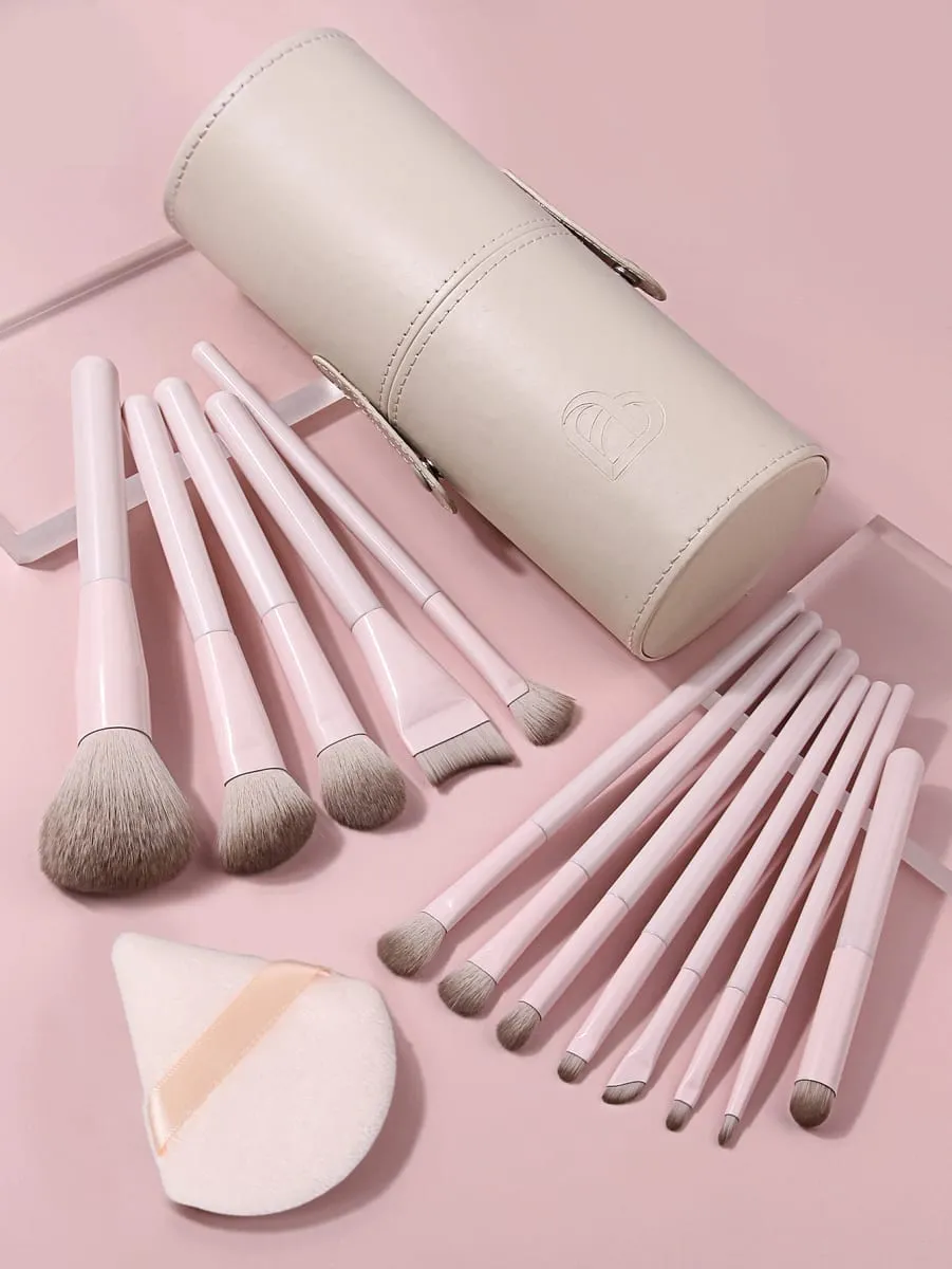 15Pcs Makeup Brushes Set with Storage Bucket & Triangle Powder Puff Foundation Blush Eyeshadow Contour Full Face Makeup Tools — image 4