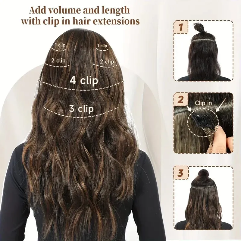 24Inch Synthetic Long Wavy Curly Hair Extension 7pcs/set Soft Invisible Cilp Thick Fluffy Hairpiece for Women Daily Use — image 5