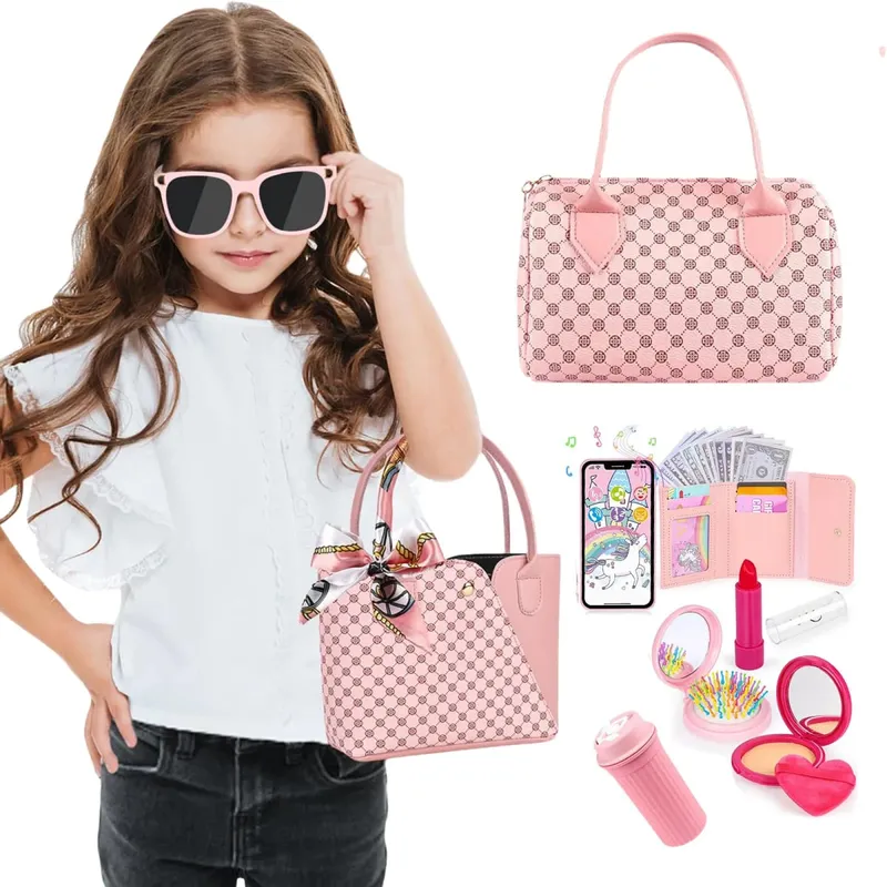 Monedero de juego para niñas pequeñas, monedero para juego de imitación para teléfono móvil/maquillaje/llaves, bolso de maquillaje de princesa para niñas, regalo de cumpleaños y Navidad — image 1