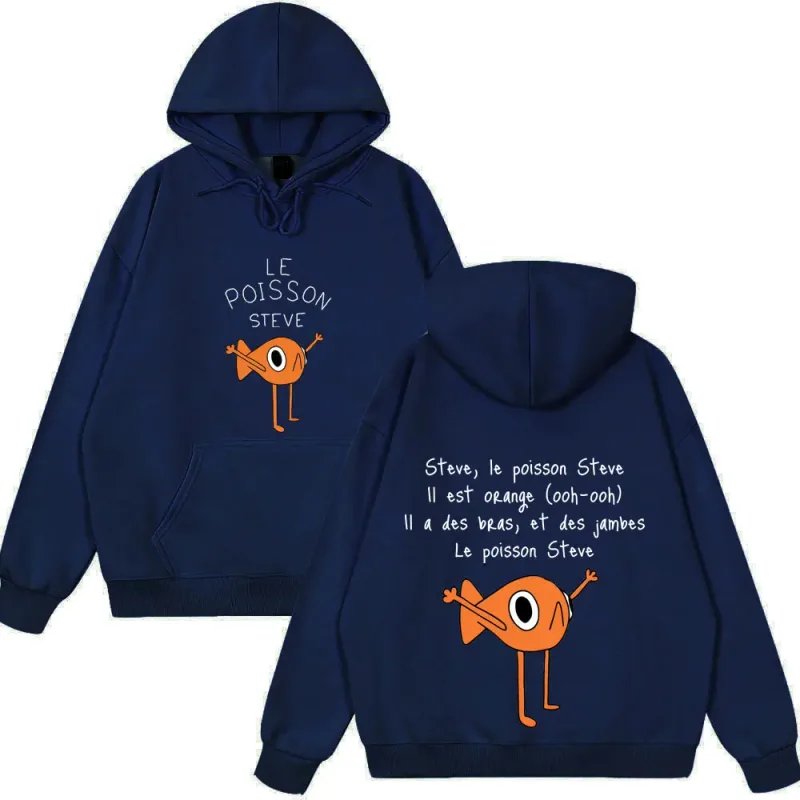 2025 Funny Fish Le Poisson Steve T Shirt Memes Cartoon Print Hoodies Spring Winter Style Fleece Hoodies Funny Couple Streetwears — image 5
