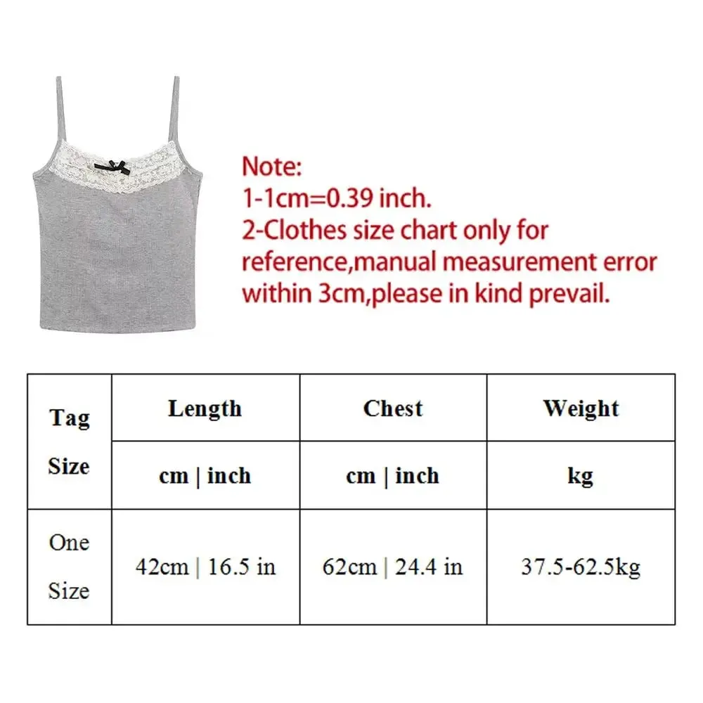 Knit Lace Sling Tops Sweet Bow Short Tank Top Camisole Solid Color Slim Knitted Crop Top Y2K Sexy Sleeveless Clothes Coquette