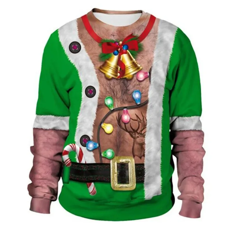 Funny Christmas Sweater Men Women Pullover Xmas Sweatshirt Ugly Graphic Y2k Sweatshirts for Holiday Party Loose Men's Clothing — image 15