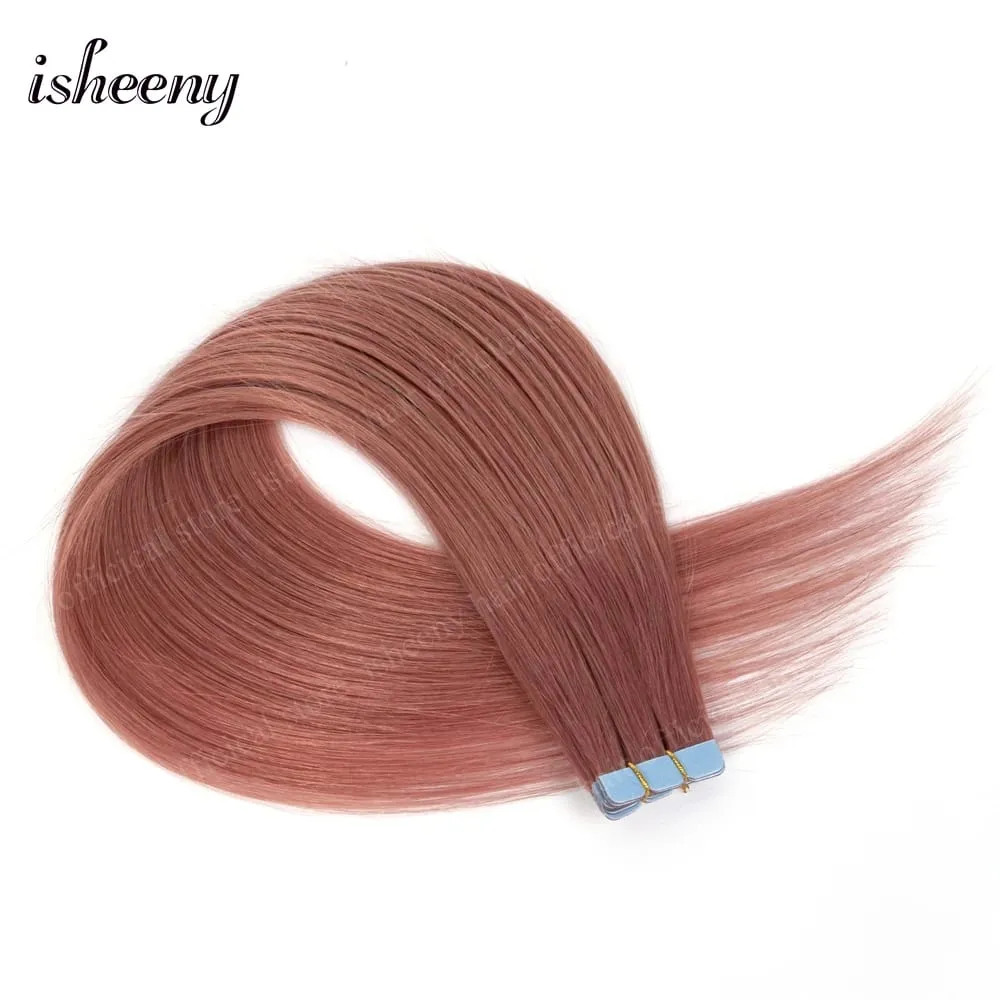 Isheeny 12' 16' 20' Tape In Hair Extensions Invisible Adhesive Tape In Hair Extension 10pcs/pack Pink Purple Blue Colorful Hair — image 18