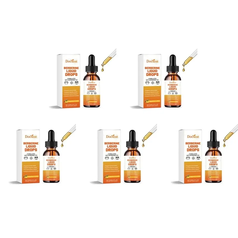 Docteat Berberine HCl flytande droppar stöder matsmältningshälsa med ceylonkanel och grön kaffeböna ananassmak 60 ml