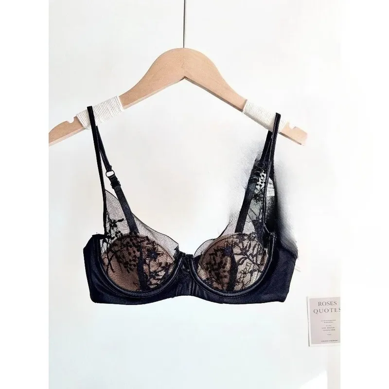 Elegant Lace Lingerie Set Women Soft Underwire Thin Cup Push‑Up Bra Panty Suit For Small Bust Size 32‑38 Daily Home Underwear