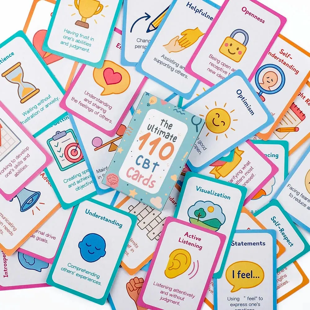 110pcs Adult Mindfulness Cards Emotional Management Supplies Stress Relief Tool Mental Wellness for Teens & Students Board Game — image 6