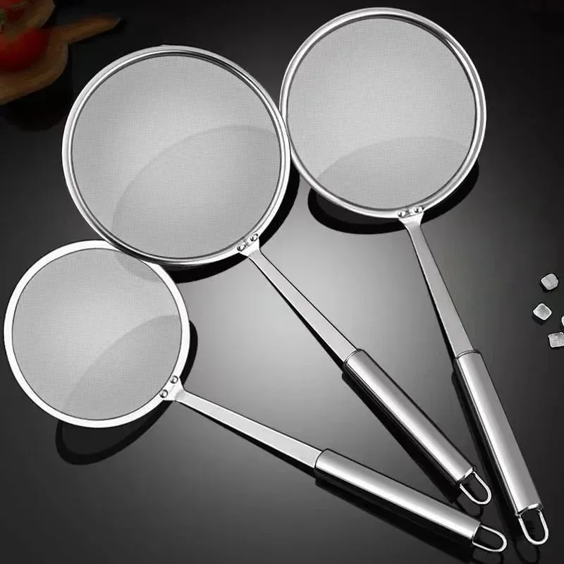 Filter Scoop Stainless Steel Fat Skimmer Spoon Fine Mesh Strainer Food Strainer With Handle Kitchen Oil Skimmer Strainer — image 6