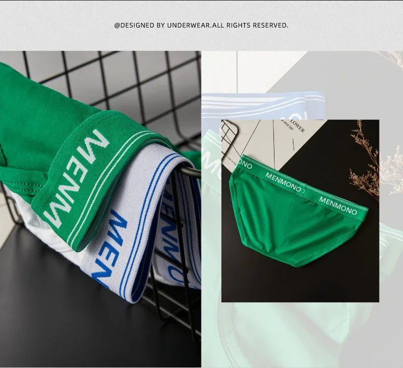MEN cotton tide men's triangle bagong sexy low waist slim breathable youth personality U convex underwear men. — image 8