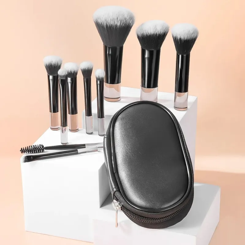 10-Piece Mini Makeup Brush Set with Bag Portable Travel Size Makeup Brush Available in Multiple Colors