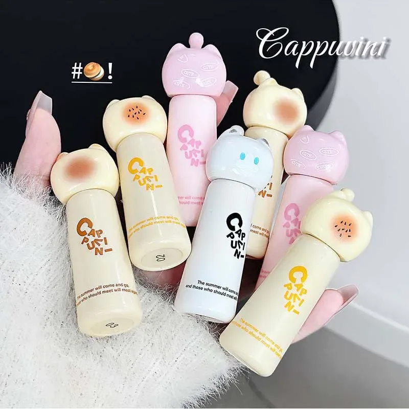 Cute Cat Water Mirror Lip Gloss Lasting Moisturizing Rose Apricot Pink Tint Lip Glaze Nude Lipstick Korean Makeup Girl — image 6