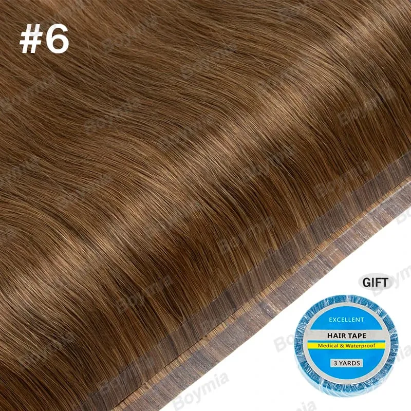 Tape In Weft Hair Extensions Human Hair PU Long Weft Tape In Hair Extensions Real Human Hair Silky Easy to Use Remy 12-20 inch — image 11