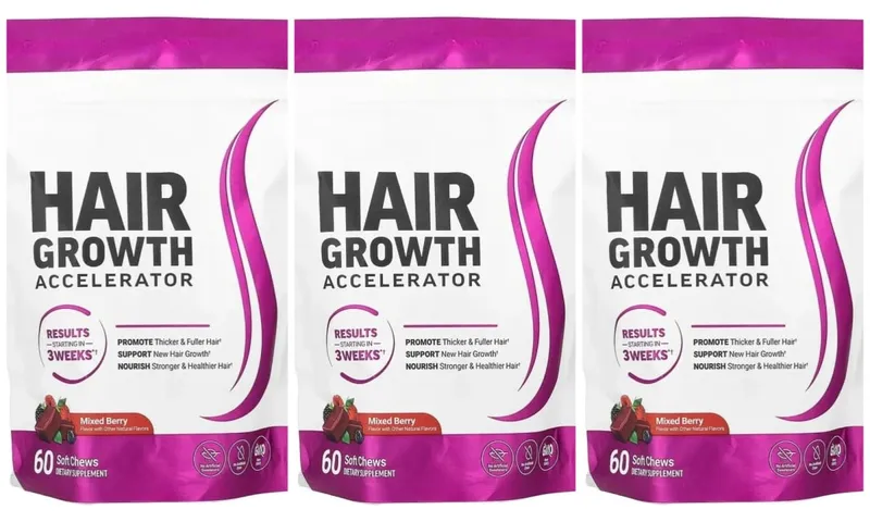 Hair Vitamin Gummies with Biotin Vitamin C E Daily Hair Care Support Nutritional Supplement Berry Flavor 60 Pieces — image 2