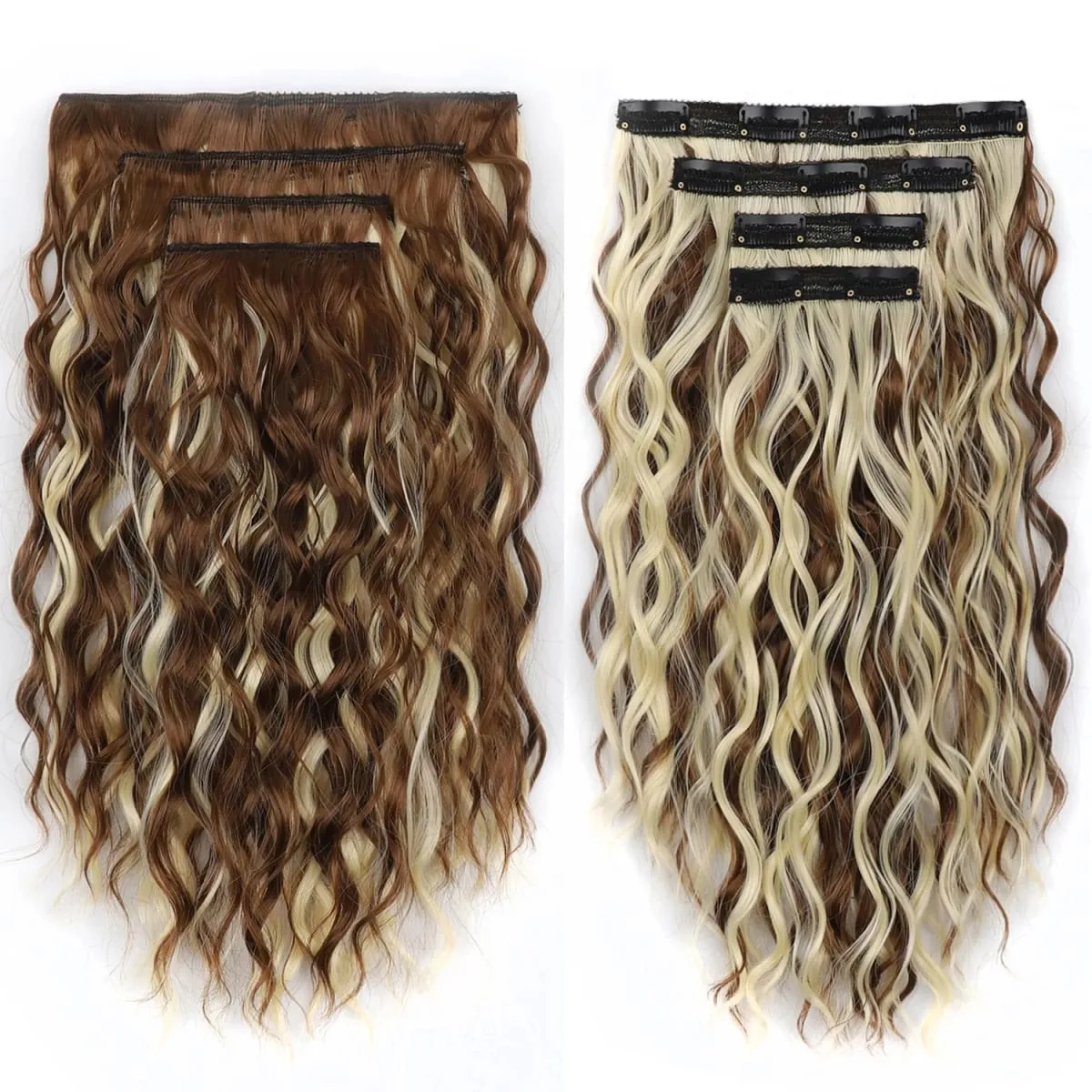 Synthetic Clip-in Women's Short Curly Hair Extensions 4PCS Set 14 Inches Clip-ins Invisible Hairpieces — image 7