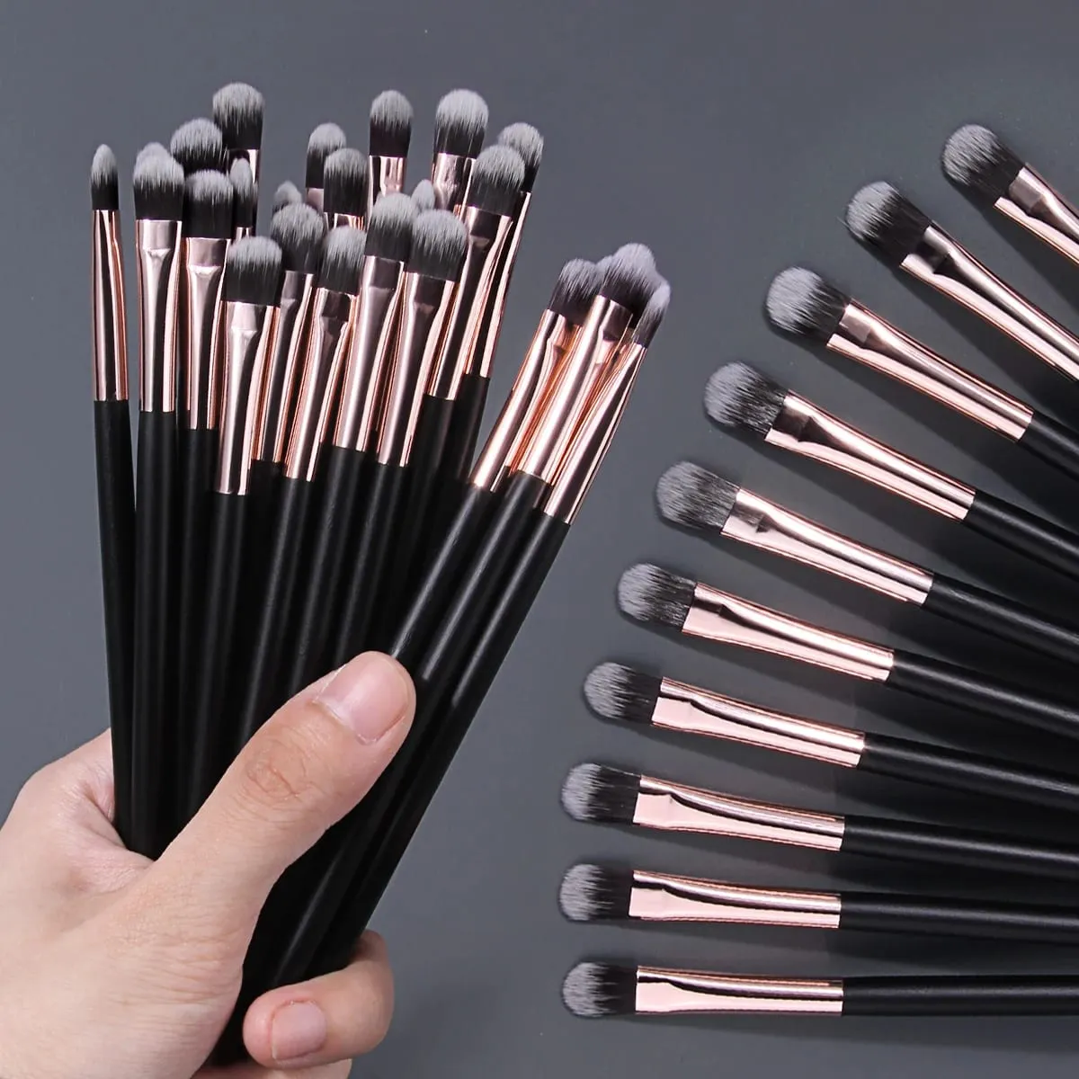 Wholesale 25PCS Single Eyeshadow Shader Brush Fluffy Dual-Tone Hair Eye Makeup Applicator Bulk Eyeshadow Brushes For Salon Perso — image 5