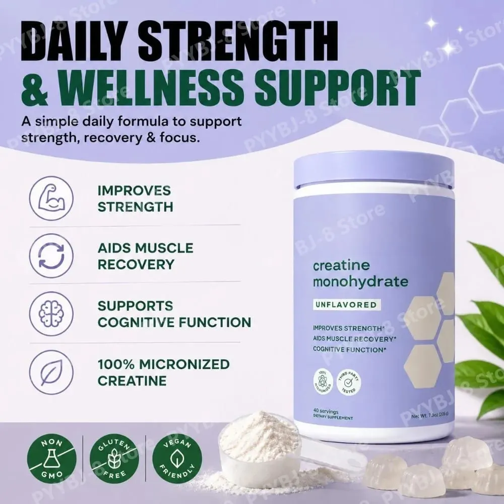 Creatine Monohydrate Powder 100% Micronized Improves Strength Supports Muscle Recovery and Cognitive Function 206g 40 Servings — image 5