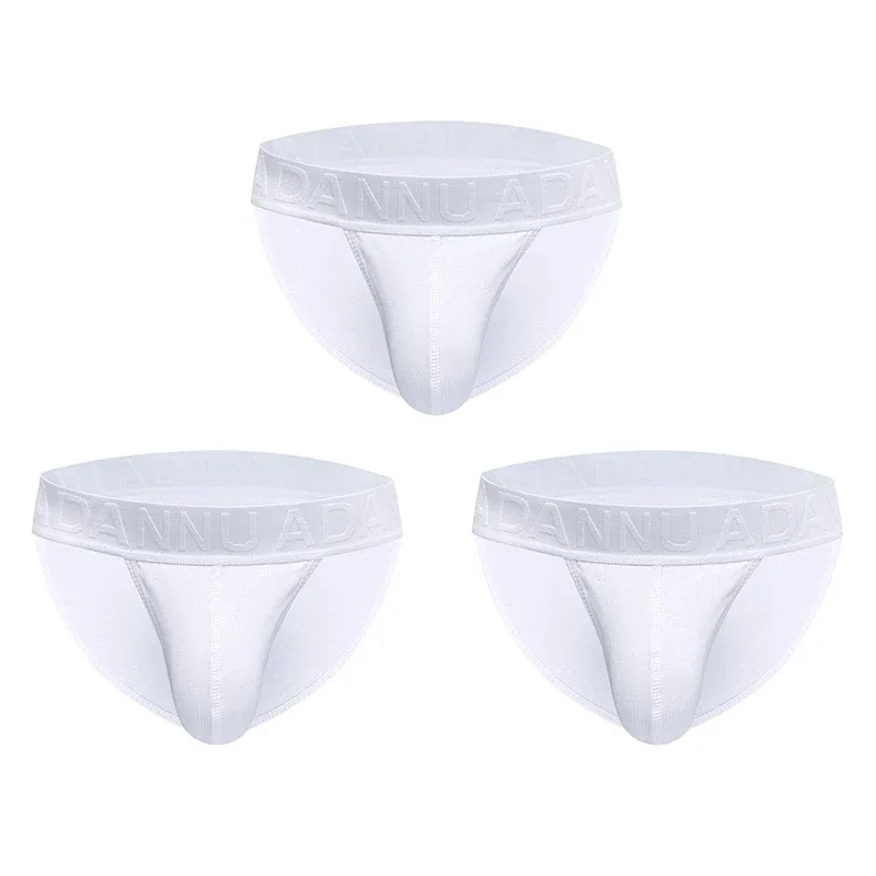 Men's Cotton Ribbed Skin-Friendly Bare Feel Convex Pouch Briefs, Embossed Letter Wide Waistband Slim Fit Underwear — image 26