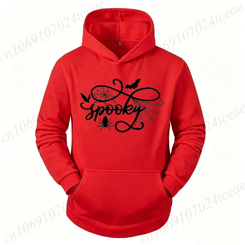 Halloween Shirt Spooky Season Spider Web Graphic Top Autumn Winter Hoodies Sweatshirts Long Sleeve Tracksuits Fleece Hoody Gift