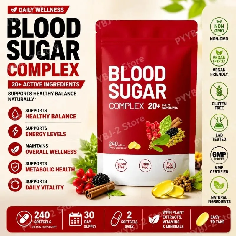 Blood Sugar Complex Supplement 240 Softgels Contain Multivitamin & Cinnamon bitter Gourd 20 Herbs Extract Support Daily Health — image 1