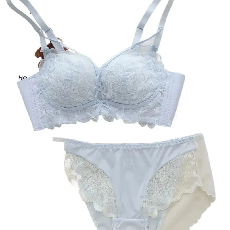 French Garden MOYISU Lace Bra Set 32-38 AB Wireless Thin Cup Push Up Anti Sag セクシー Support Lingerie Suitable Small Bust — image 5