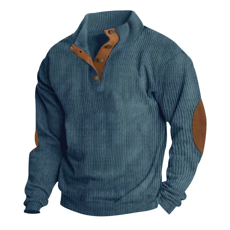 Men's Cargo Sweatshirt American Splicing Patch Pullover Men's Outdoor Jacket Corduroy Casual Long Sleeve Sweatshirt — image 16