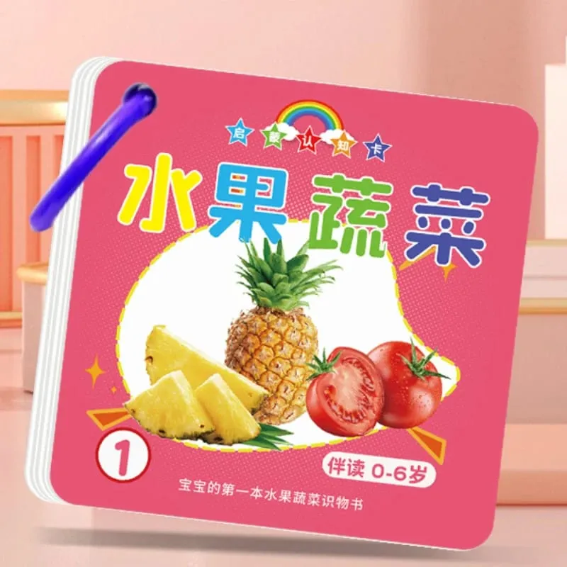90 Pages Animal Fruits Numbers Card English&Chinese Characters Cards Learn Chinese Pinyin Literacy Cards