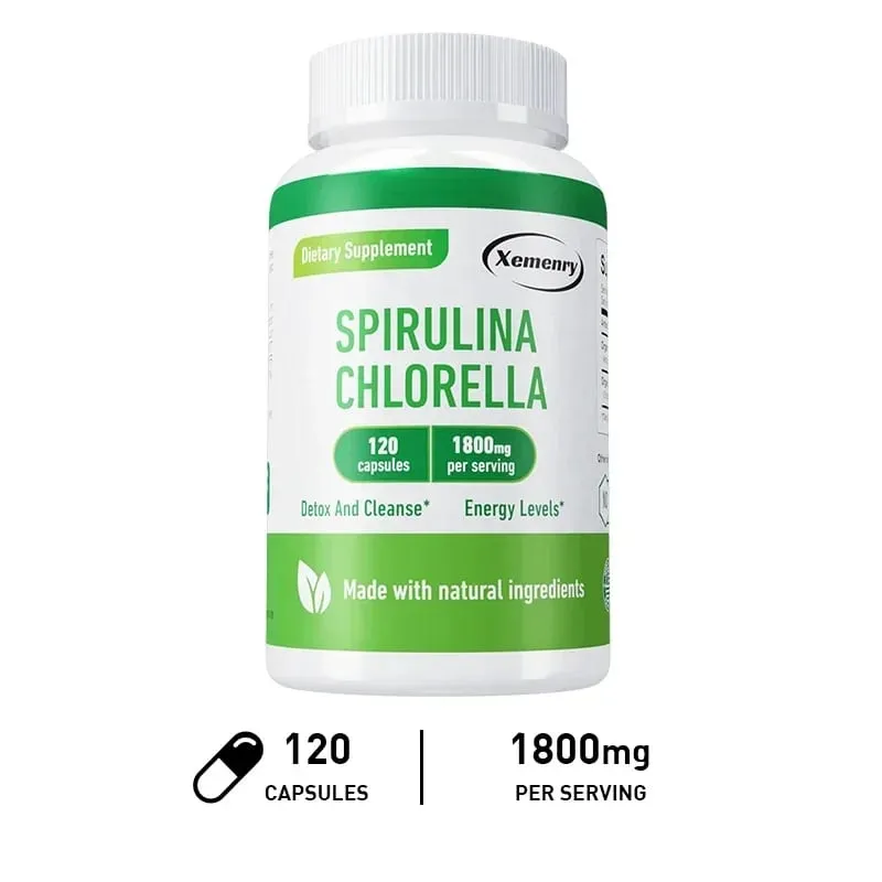 Spirulina Chlorella Capsules - Supports Cardiovascular and Immune System Health Powerful Antioxidant — image 8