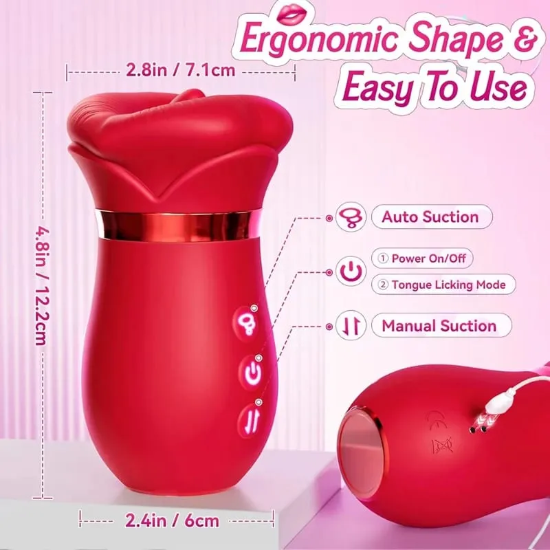 Rose Mouth-Shaped Licker Vibrator Clitoral Nipple Auto Tongue Licking Sucker Stimulator G Spot Clit Masturbate Sex Toy for Women — image 2