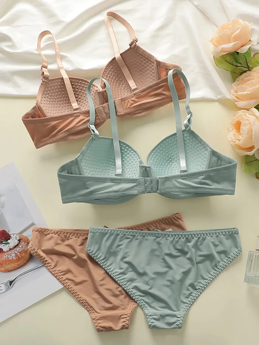 best-seller New 2-piece Combination Color Solid Color Bra Set Sexy Lingerie Set push up bra set minimalist set A2127 — image 5