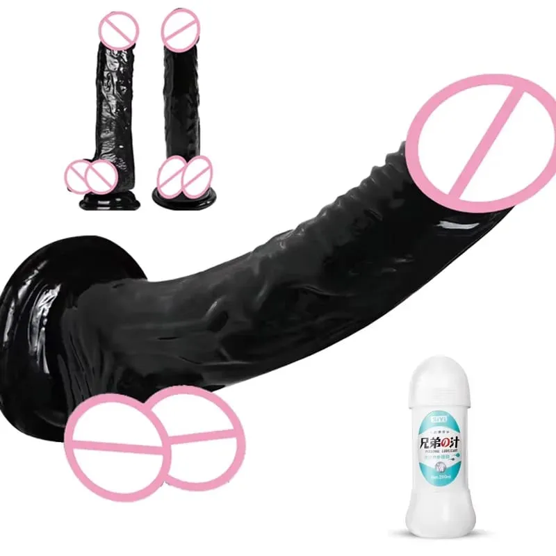 Su geçirmez Gerçekçi Siyah Yapay Penis Masturbators Anal Eşcinsel Yumuşak Klitoris Vajinal Masaj Penis Vantuz Dick Seks Oyuncakları Kadınlar için — image 1