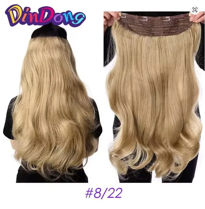 24 Inch Clips in Hair Extensions for Women Synthetic Long Natural Wavy Curly Hair in One Hairpiece Weft with Secure 4 Clips in