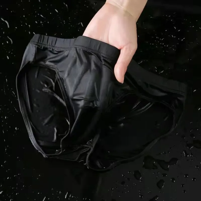 Celana Dalam Sutra Es Tipis Seksi Pria Pakaian Dalam Celana Dalam Pinggang Rendah Sejuk Kantung Cembung U Cepat Kering Pendinginan Musim Panas — image 13