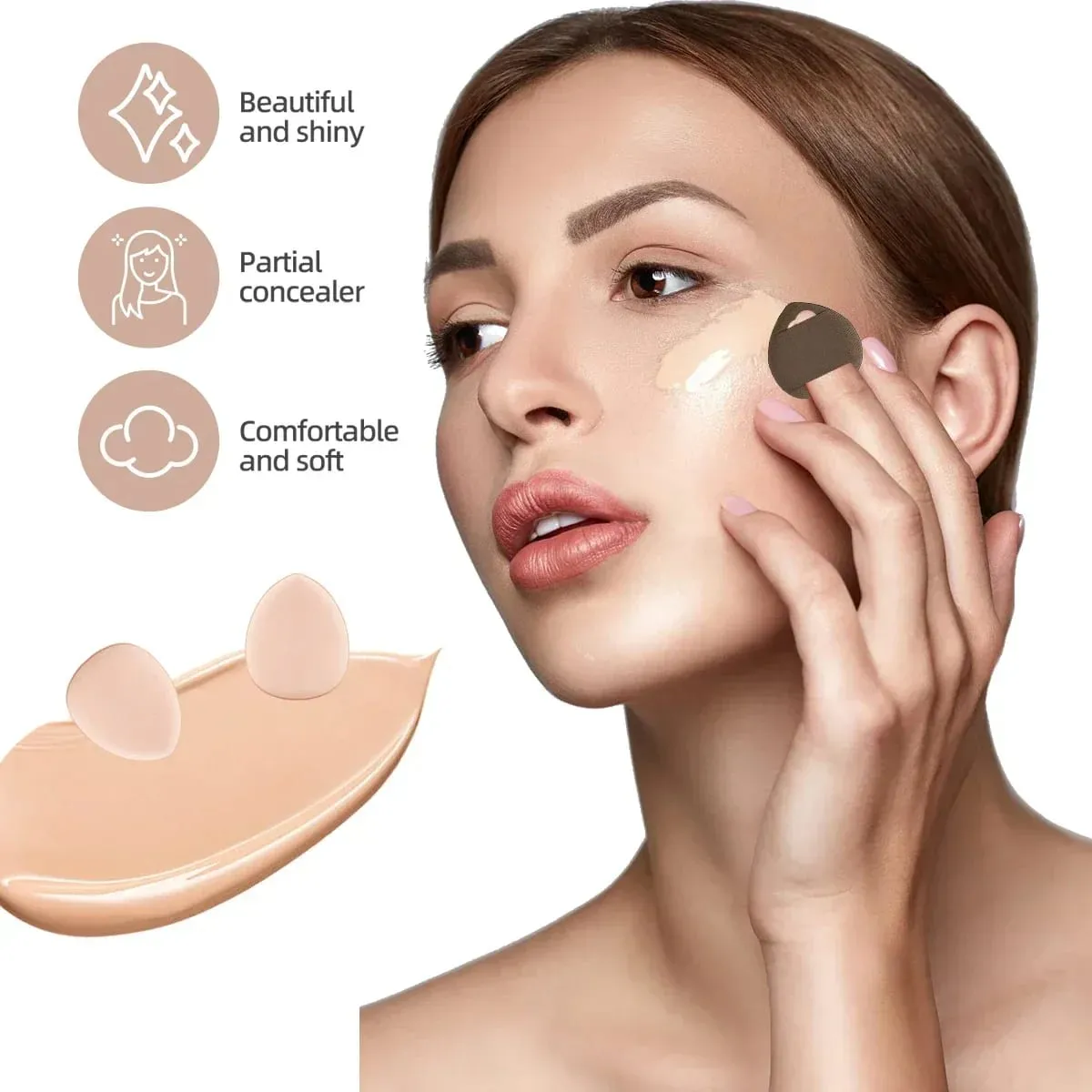 20/40Pcs Makeup Brushes and Sponges Set Brown Makeup Puff Beauty Egg Headband Wristband Remover Kit Makeup Tool Gift — image 4